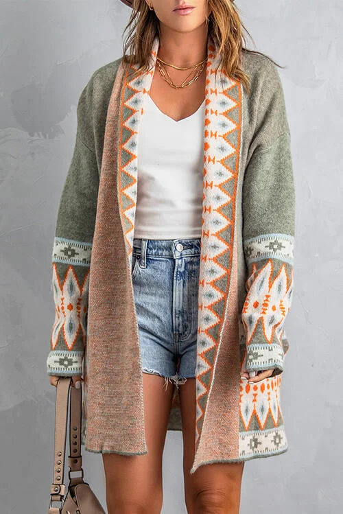 geometric-open-front-long-sleeve-cardigan