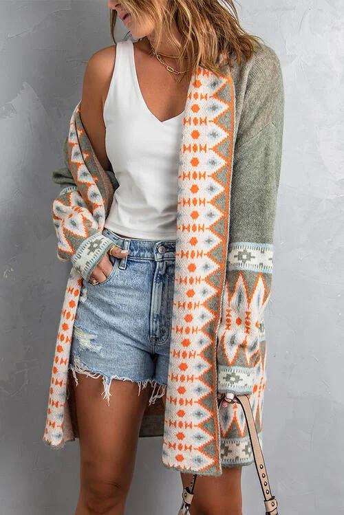 geometric-open-front-long-sleeve-cardigan