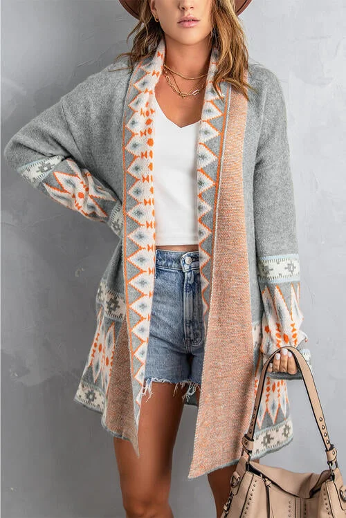 geometric-open-front-long-sleeve-cardigan