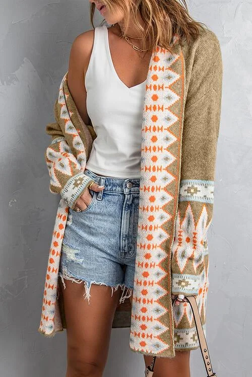 geometric-open-front-long-sleeve-cardigan