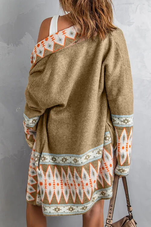 geometric-open-front-long-sleeve-cardigan