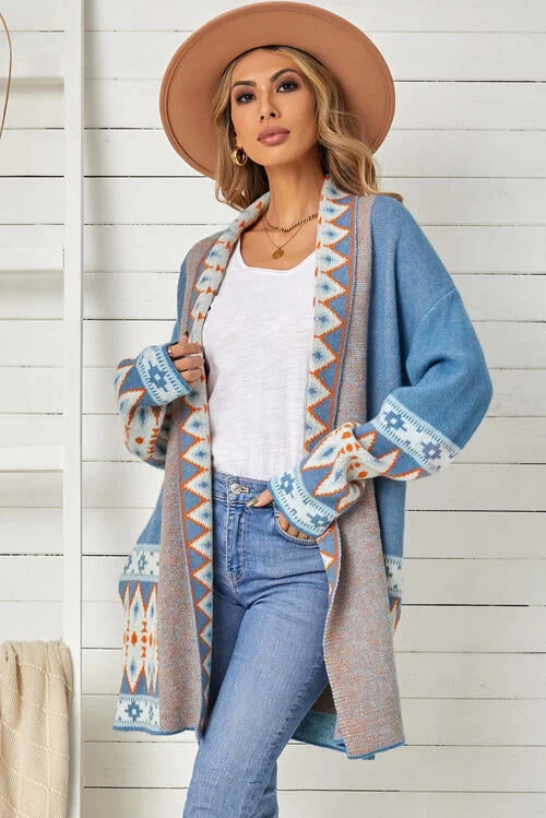 geometric-open-front-long-sleeve-cardigan