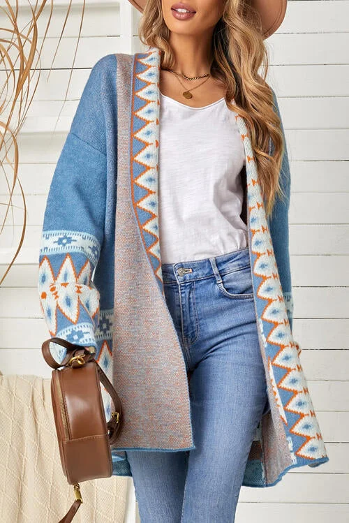 geometric-open-front-long-sleeve-cardigan