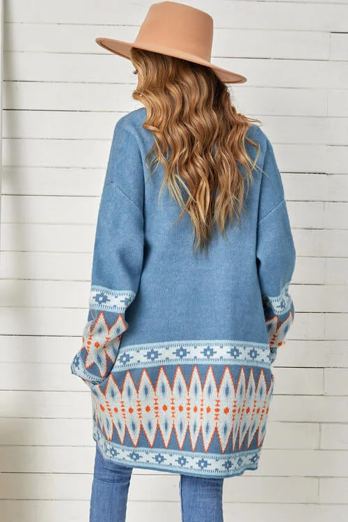 geometric-open-front-long-sleeve-cardigan