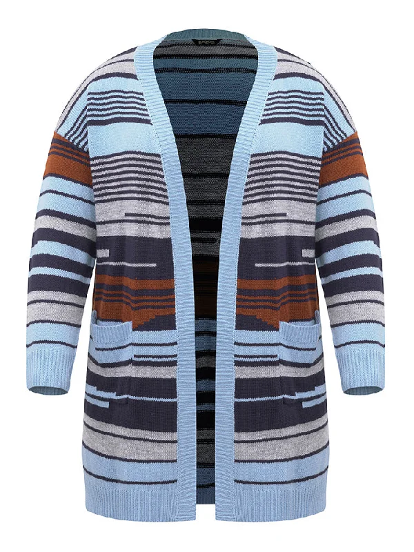 jacquard-asymmetrical-colorblock-contrast-cardigan