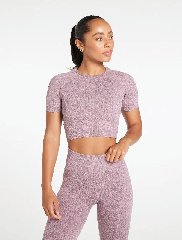 Lounge Seamless Crop T-Shirt - Lavender Marl