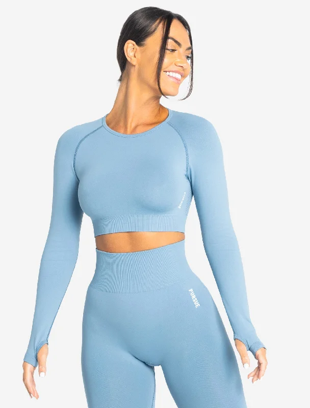 Move Seamless Long Sleeve Crop Top - Sky Blue