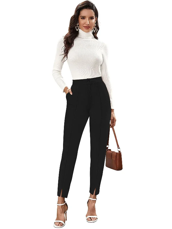 Odette Black Polyester Trouser For Women