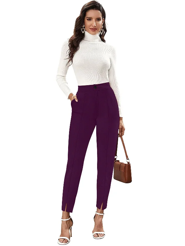 Odette Wine Polyester Trouser For Women