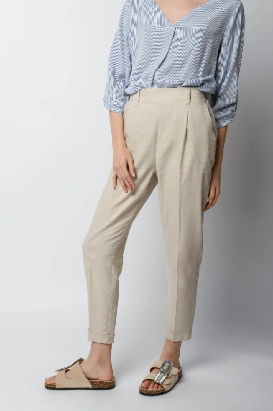 Pantaloni baggy misto lino