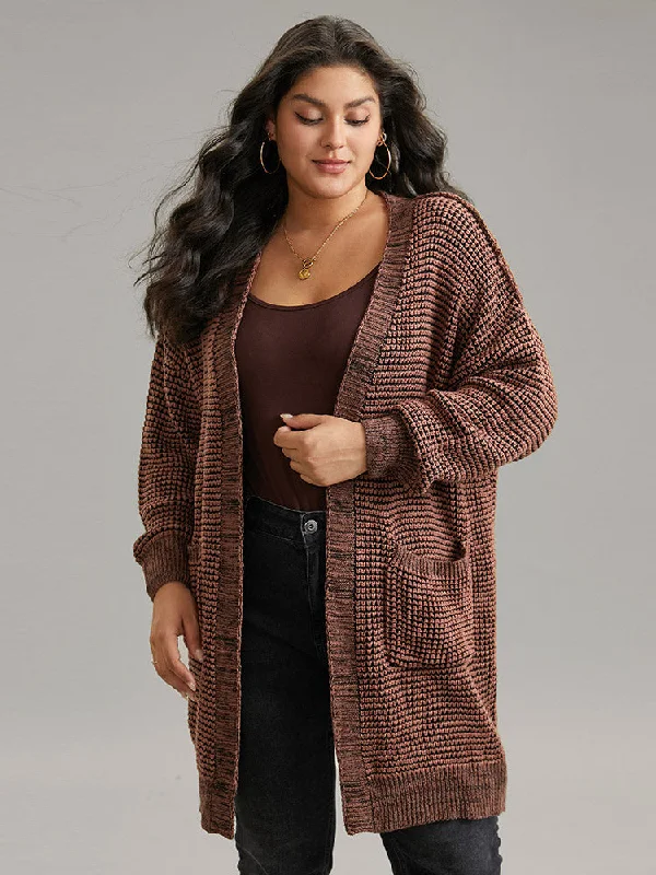 Plisse Plain Patched Pocket Tunic Cardigan