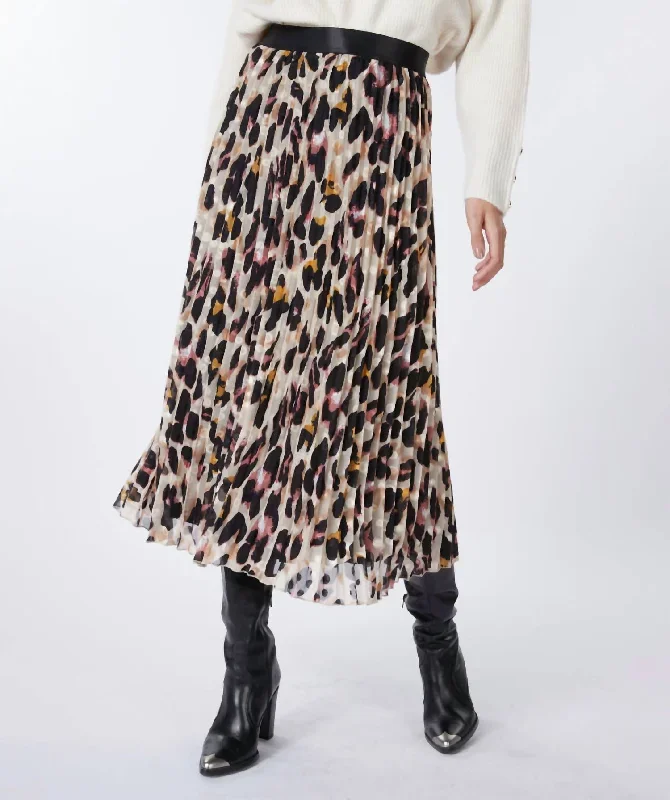 Plisse Run Wild Skirt In Leopard Print