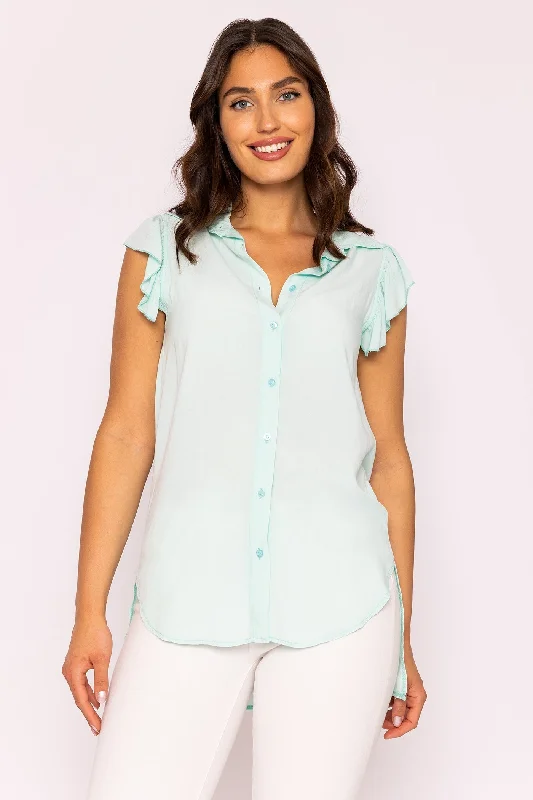 Ruffle Viscose Top in Mint