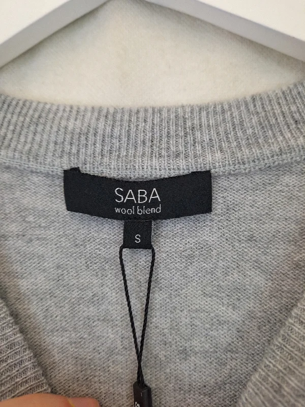 saba-grey-melange-crew-neck-fine-knit-jumper-size-s-b031-439-gy