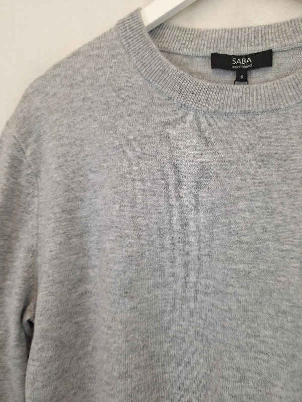 saba-grey-melange-crew-neck-fine-knit-jumper-size-s-b031-439-gy