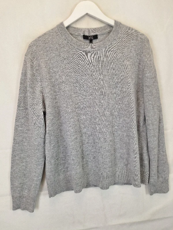 saba-grey-melange-crew-neck-fine-knit-jumper-size-s-b031-439-gy