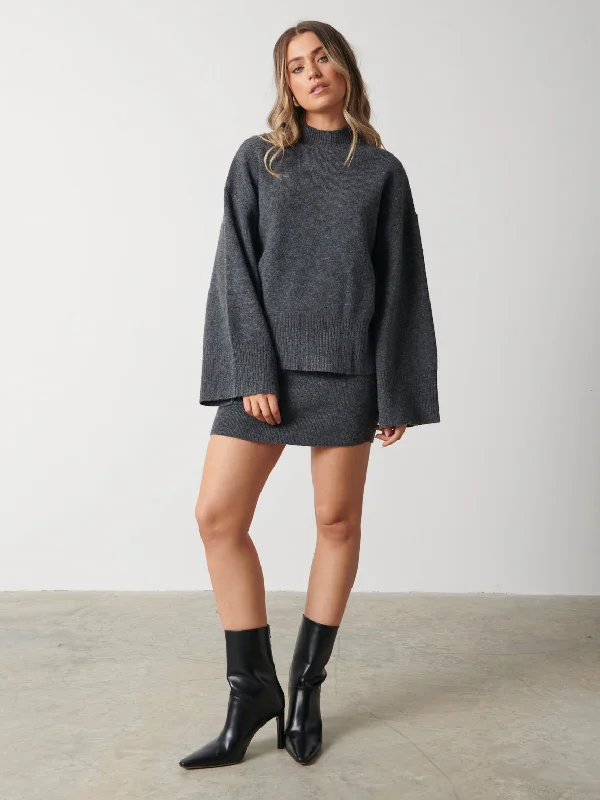 Sloane Kimono Sleeve Jumper - Charcoal Grey