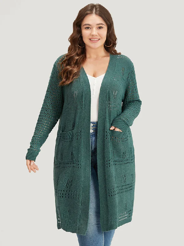 Solid Split Side Open Front Maxi Cardigan