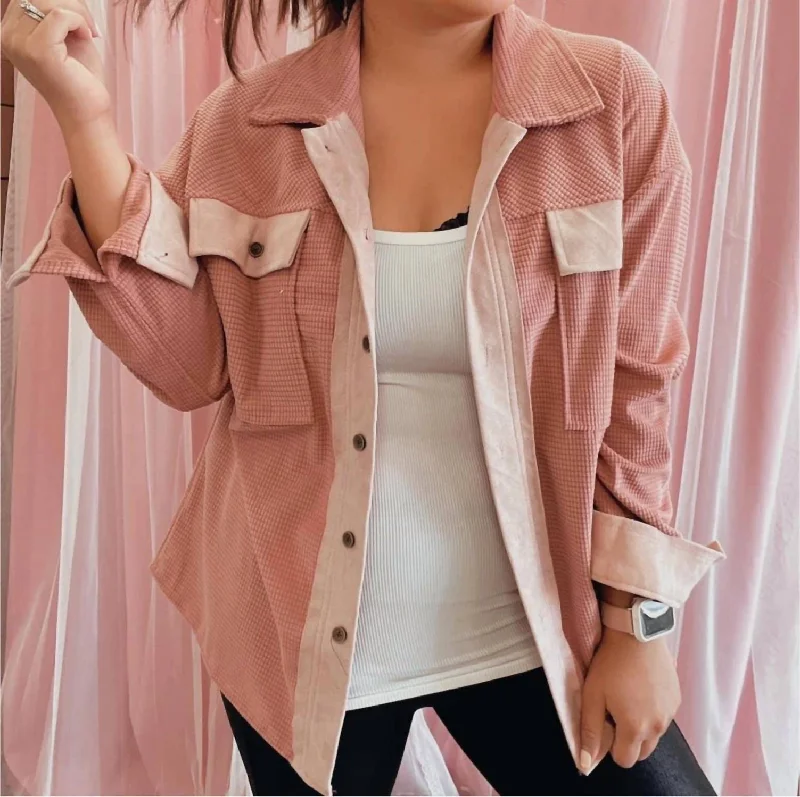 Spencer Suede Corduroy Jacket In Pink