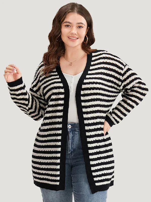 striped-geo-eyelet-drop-shoulder-cardigan