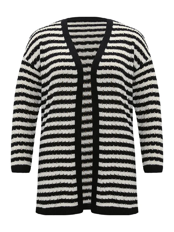 striped-geo-eyelet-drop-shoulder-cardigan