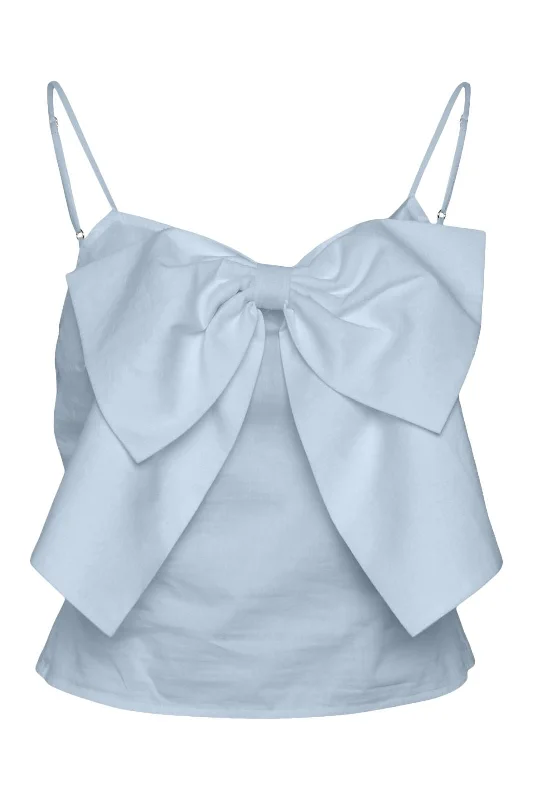 Vero Moda - Vmlara Crop Bow Detail Singlet - 4682125 Delicate Blue