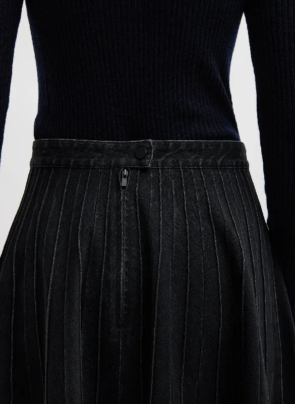 vintage-black-denim-pintucked-denim-skirt-black