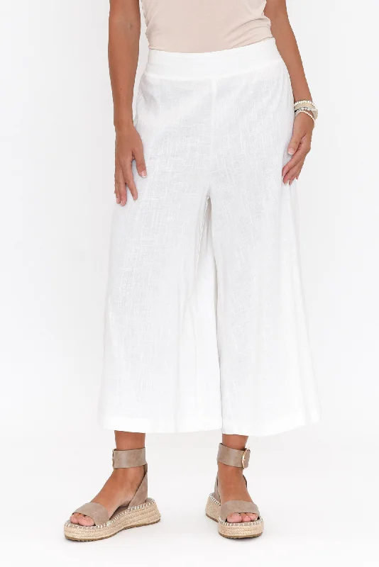 Walsh White Button Wide Leg Pants